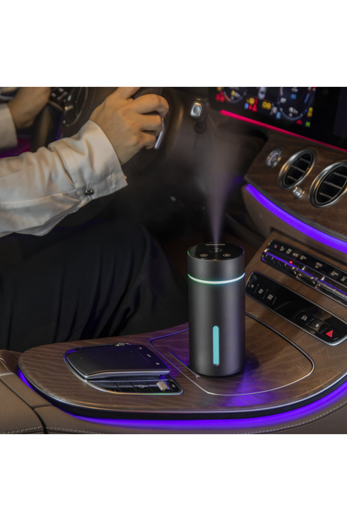 260ml USB Araba Bardaklığına Uyumlu Mini Hava Nemlendirici Ultrasonik Buhar Makinesi Gece Lambalı