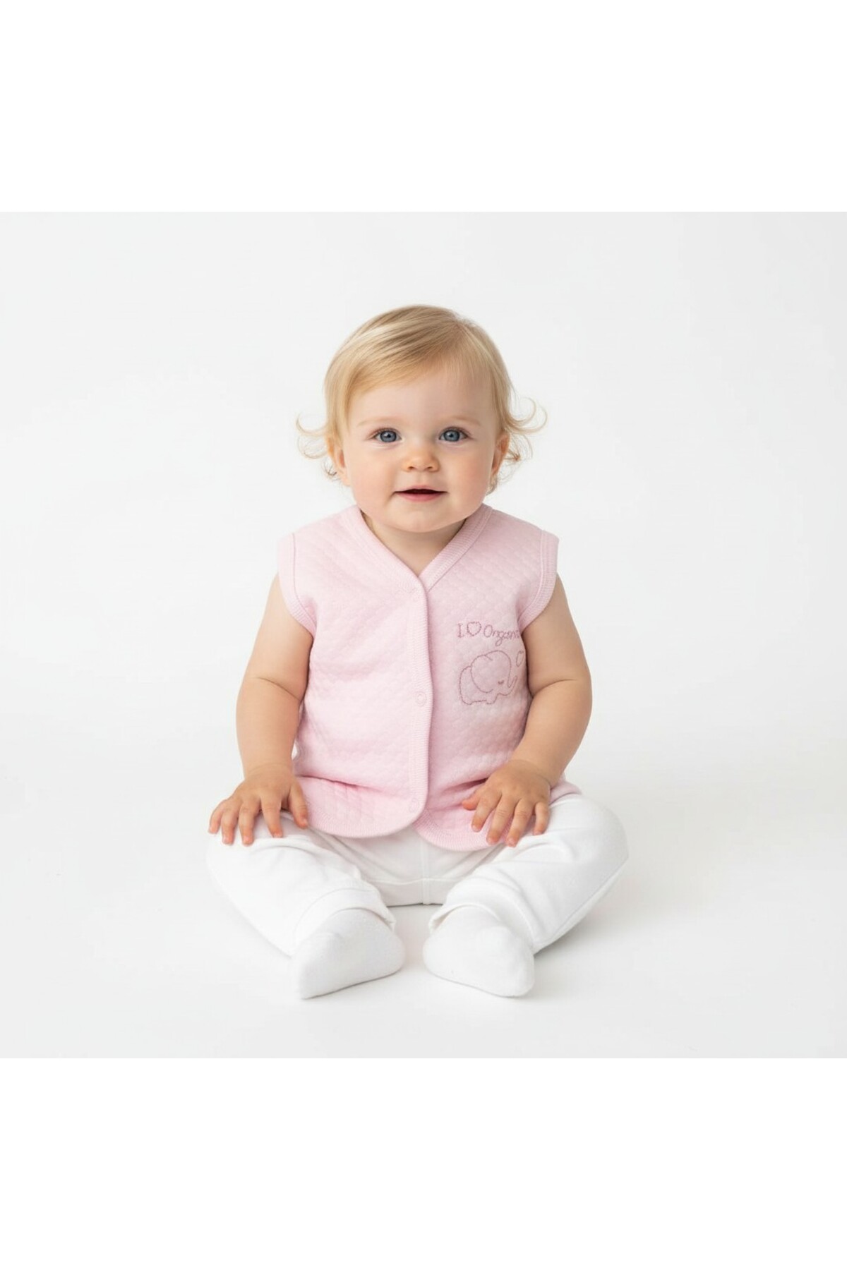 SeaBubbles Fil Nakışlı Kapitone Kız Bebek Yelek fotoğrafı 3 (önizleme)