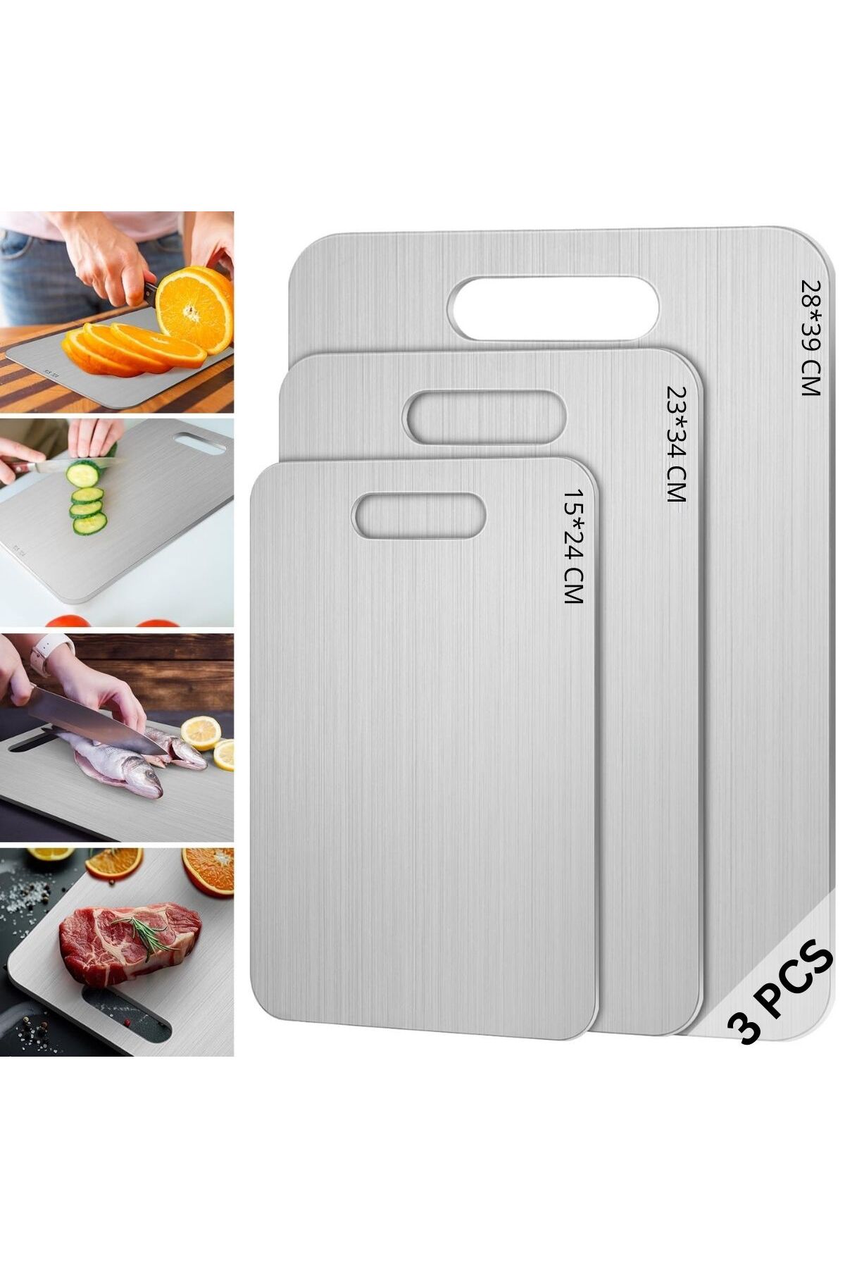 Generic Food-Grade 304 Stainless Steel Cutting Boards 3-Pack, Mold & Moisture...