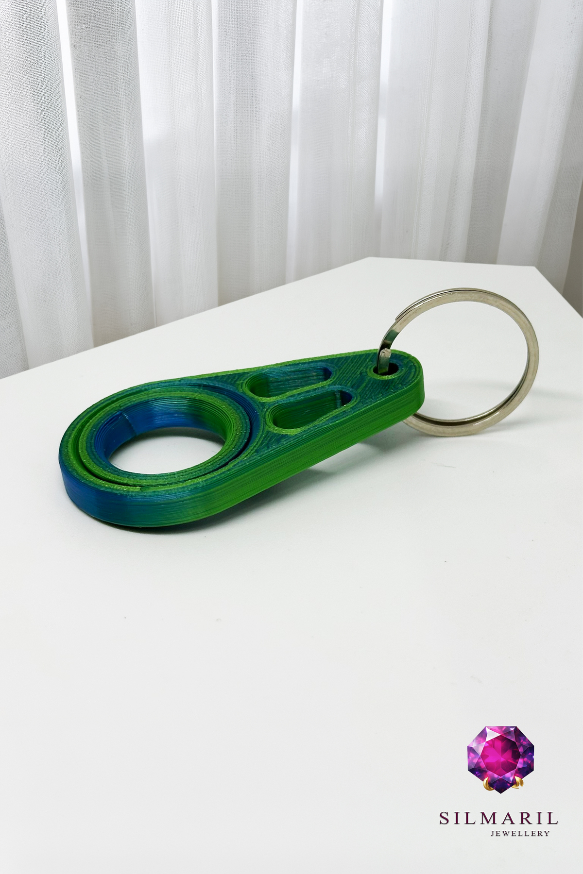 Fidget Spinner Yeşil Geçişli Anahtarlık Dönen Tasarım Rulmanlı 3D Baskı Anahtar Aksesuarı Hediyelik — Silmaril Store — Anahtarlık (2)