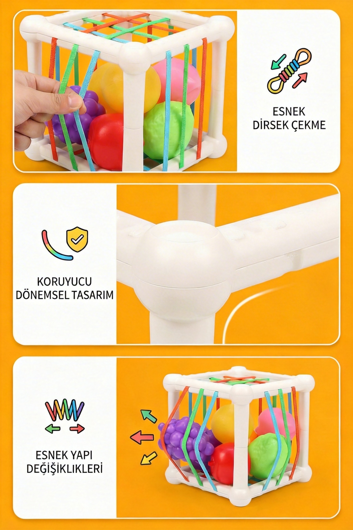 BBSKY Montessori Meyve Tanıma ve Zeka Geliştirici Duyusal Küp-Bebek Aktivite Oyuncağı, İnce Motor Gelişimi fotoğrafı 4 (önizleme)