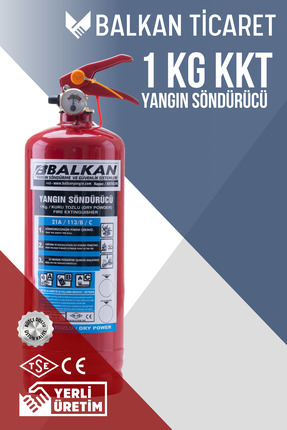 Balkan Ticaret 1Kg Yangın Tüpü Ruhsata Uygun 4 Yıllık TSE HYB CE Belgeli KKT ABC