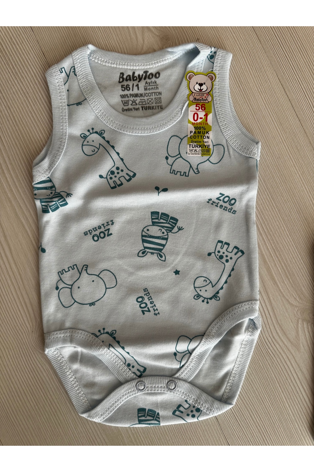 Babytoo sıfır kol zoo baskılı 3Lü bebek badi seti fotoğrafı 3 (önizleme)