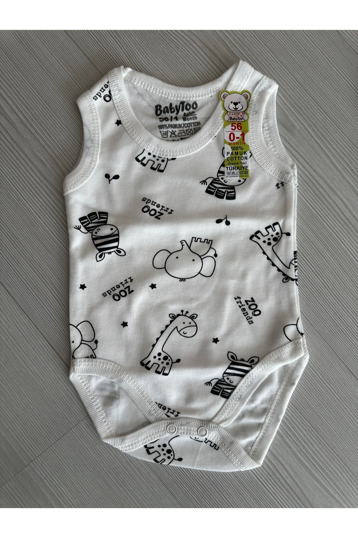 Babytoo sıfır kol zoo baskılı 3Lü bebek badi seti fotoğrafı 4 (önizleme)