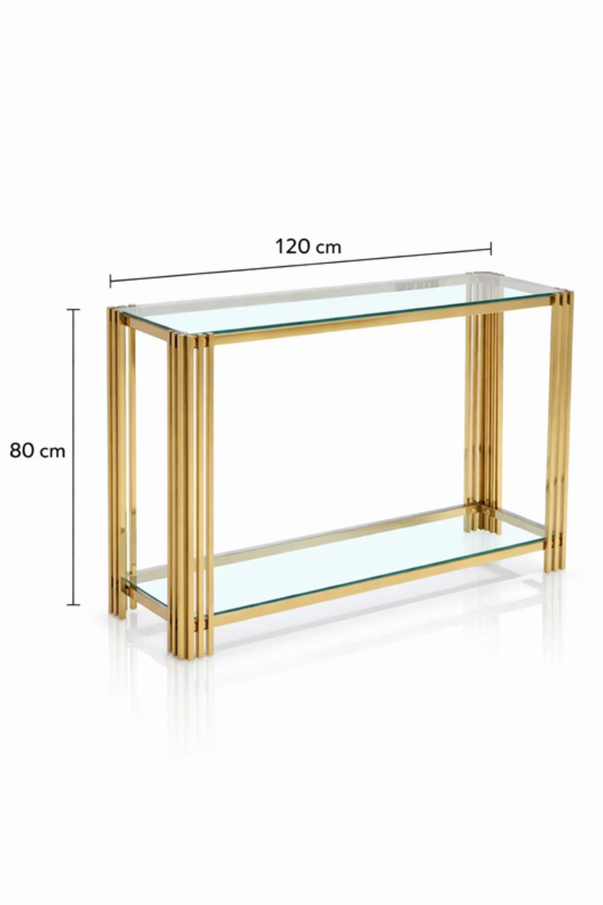 طاولة كونسول زجاجية عصرية بإطار معدني ذهبي