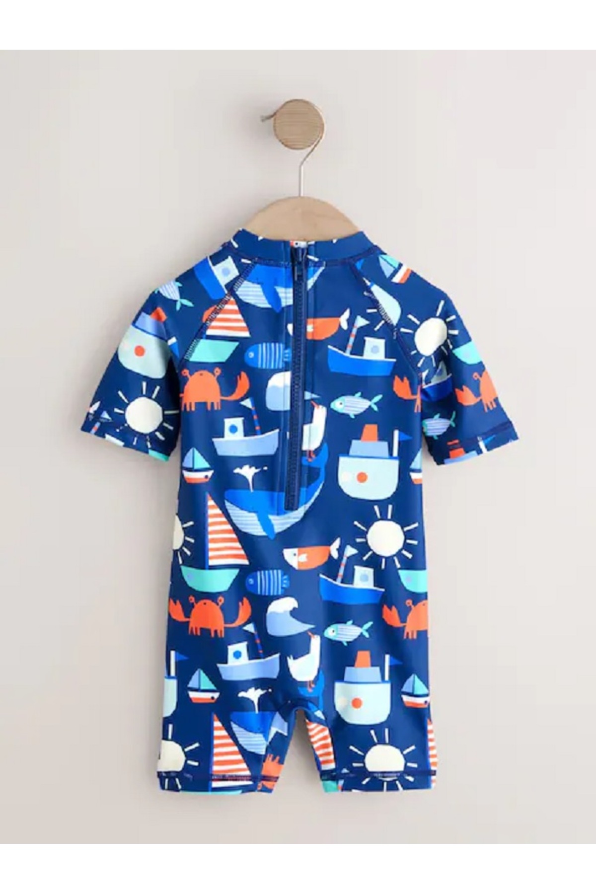 Next Baby Lacivert Denizci Desenli Güneşten Koruyucu UPF 50+ Tek Parça Mayo fotoğrafı 6 (önizleme)