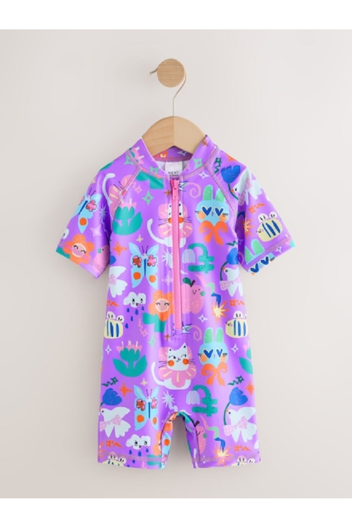 Next Baby Mor Renkli Karakter Desenli Güneşten Koruyucu UPF 50+ Mayo fotoğrafı 5 (önizleme)