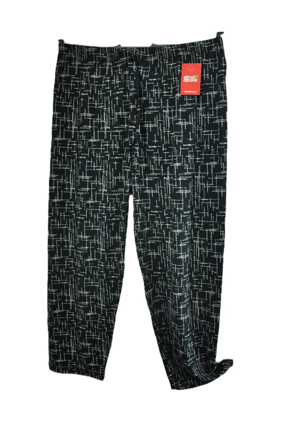 elma abone  BÜYÜK BEDEN KADIN BELİ LASTİKLİ YAZLIK TURLU PENYE PANTOLON - Görsel 2