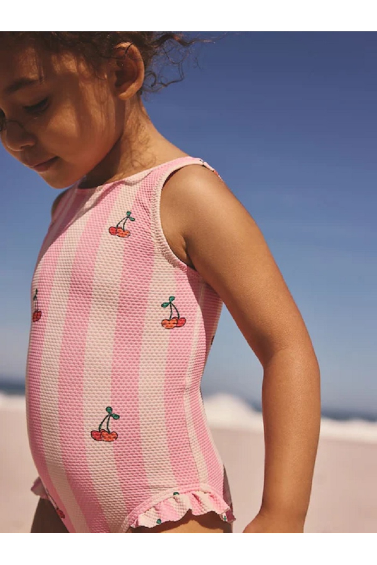 Next Baby Pembe Kiraz Çizgili Fırfırlı Paçalı Mayo fotoğrafı 4 (önizleme)