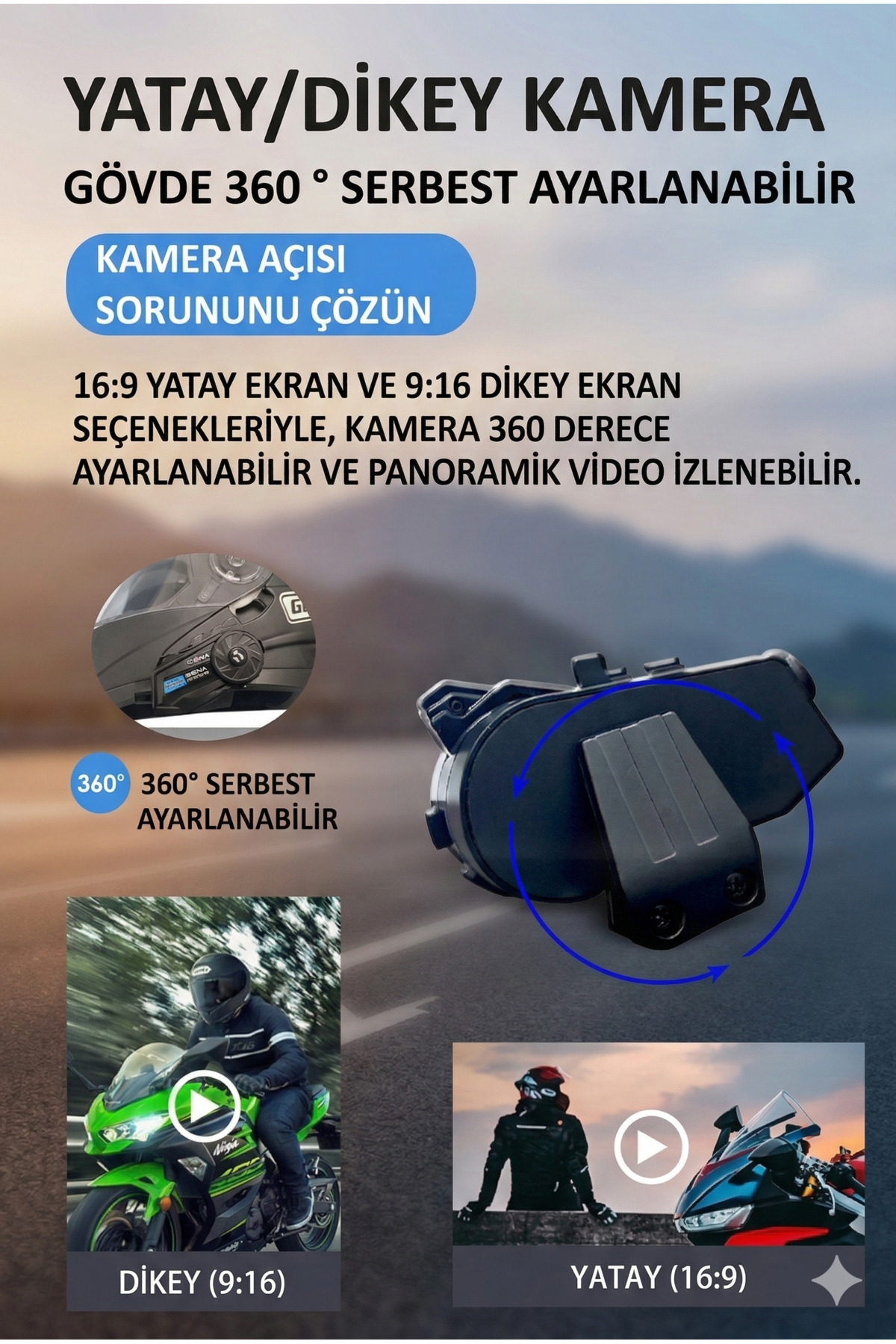 1080p HD Kameralı Kask İnterkom Bluetooth 5.4 Kulaklık - 3000 mAh Wifi Su Geçirmez