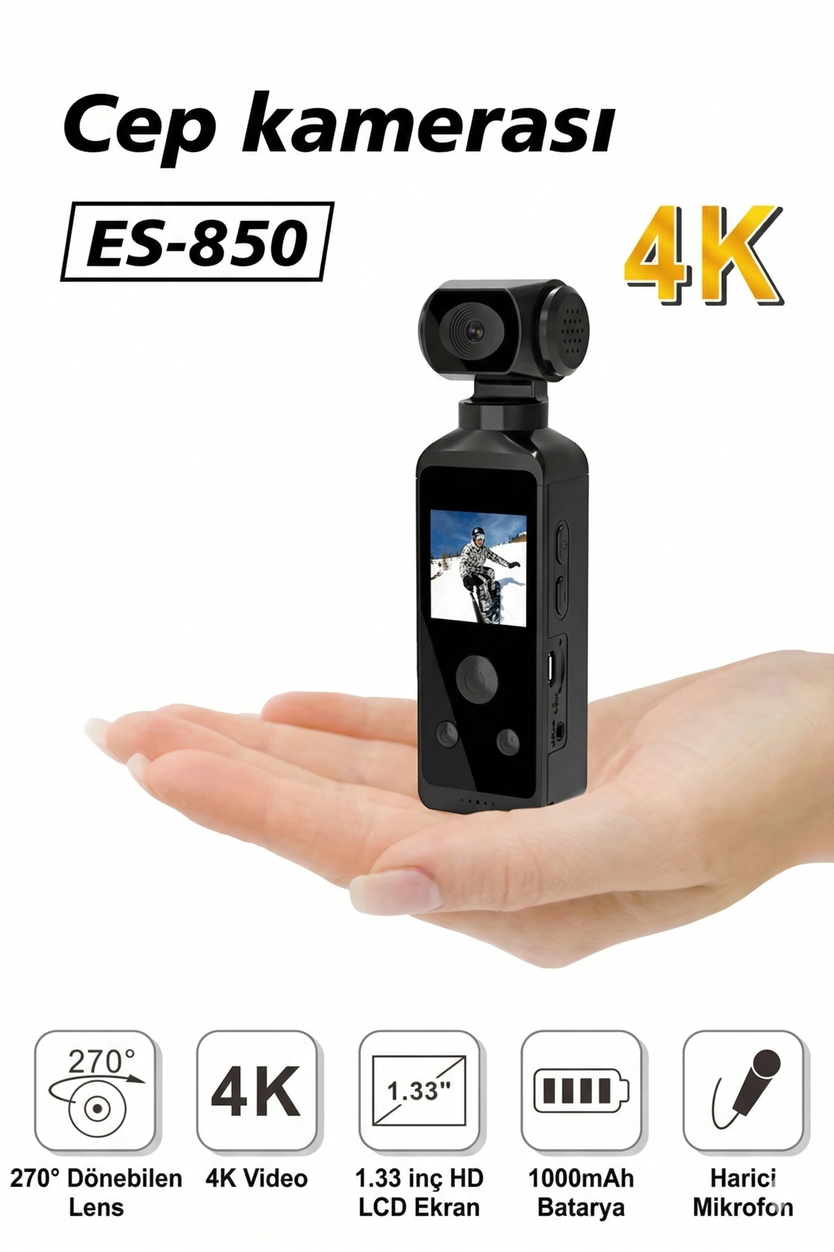 4K Ultra HD Gece Görüşlü Mini Aksiyon Kamerası - Wifi Hareket Sensörlü Güvenlik Kamerası