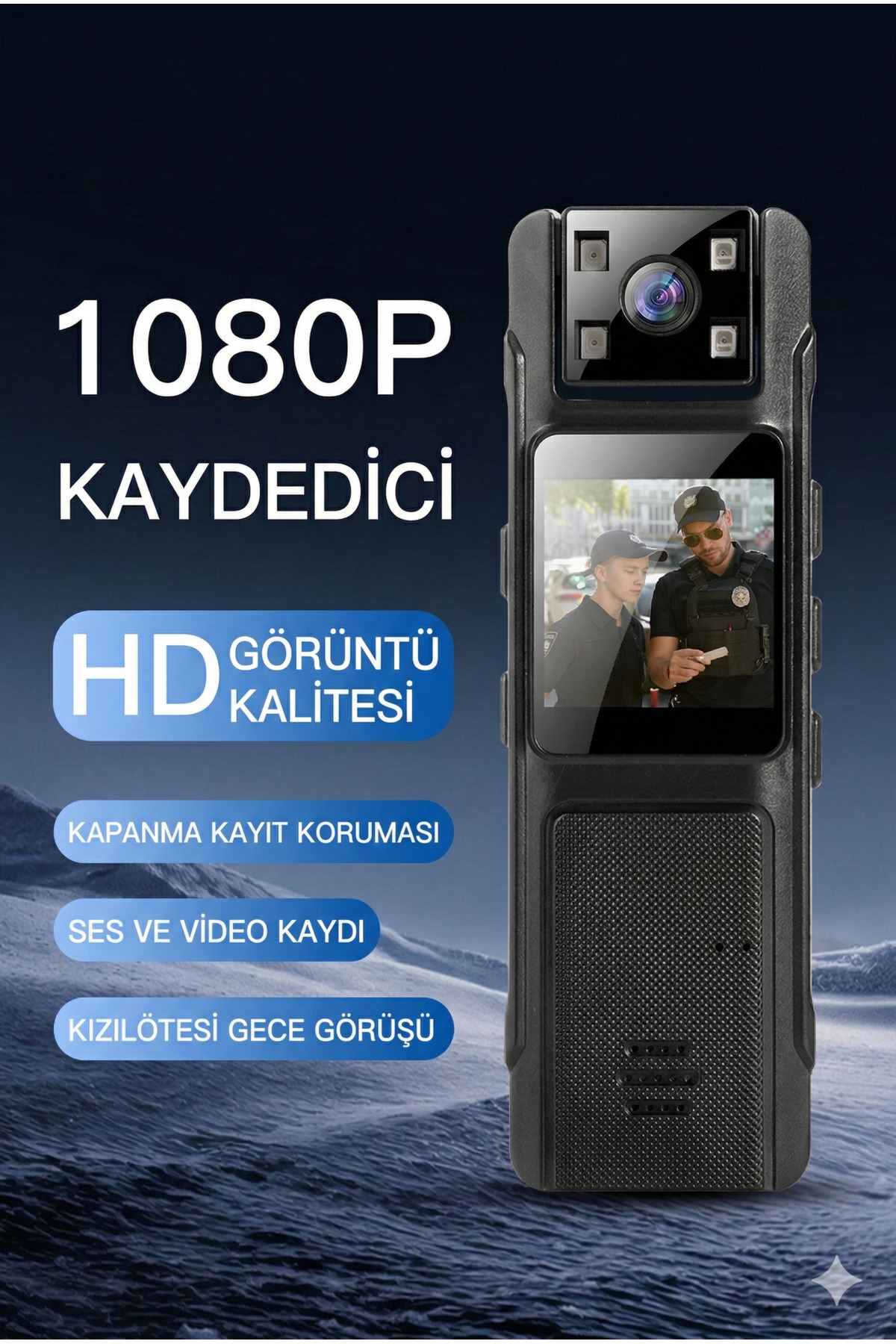 1080P Wifi Dijital Mini Aksiyon Gece Görüşlü Giyilebilir Kamera 180 Derece Döndürülebilir