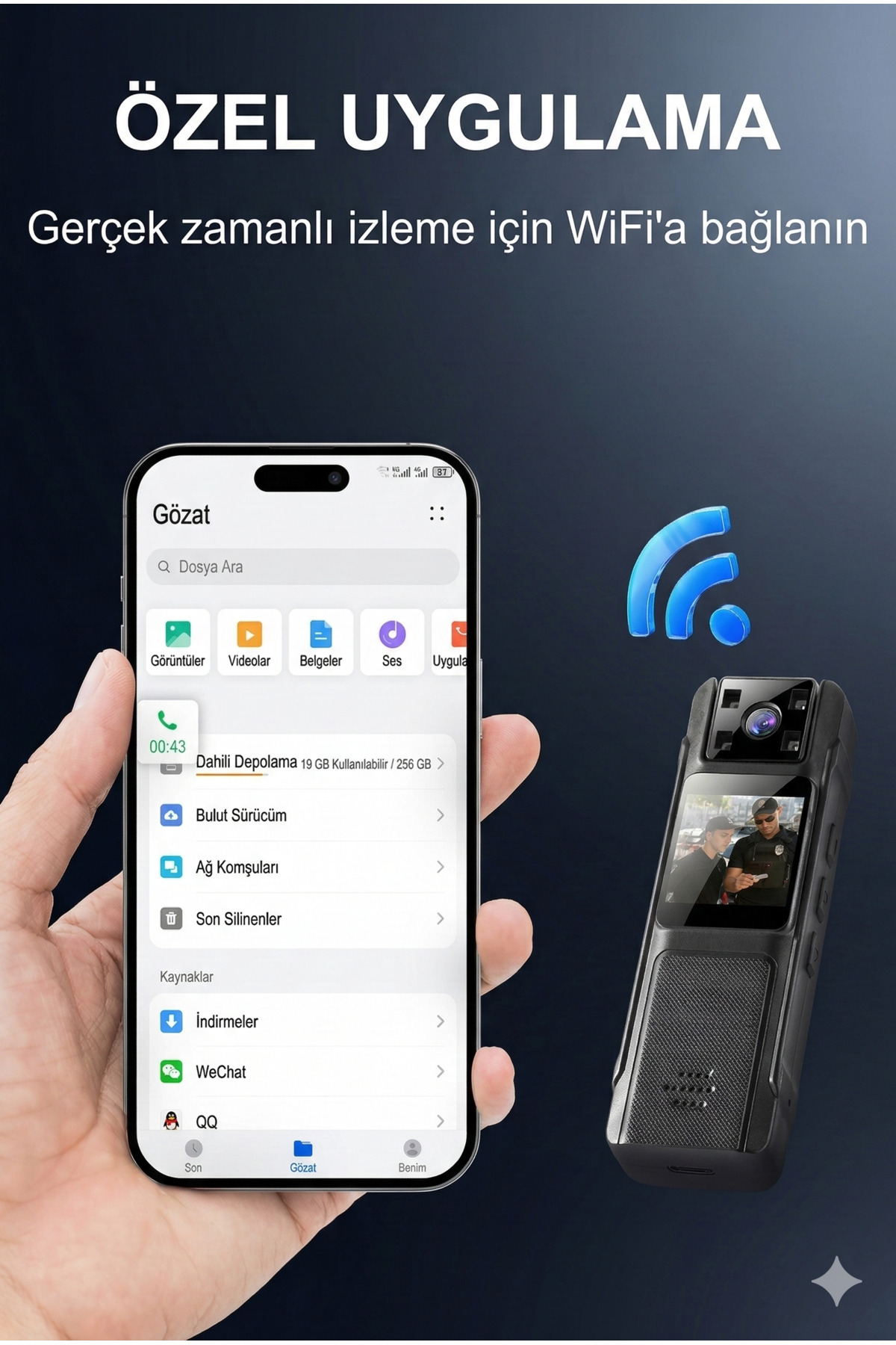 1080P Wifi Dijital Mini Aksiyon Gece Görüşlü Giyilebilir Kamera 180 Derece Döndürülebilir