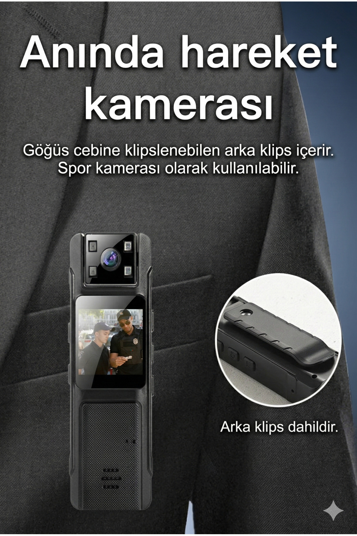 1080P Wifi Dijital Mini Aksiyon Gece Görüşlü Giyilebilir Kamera 180 Derece Döndürülebilir