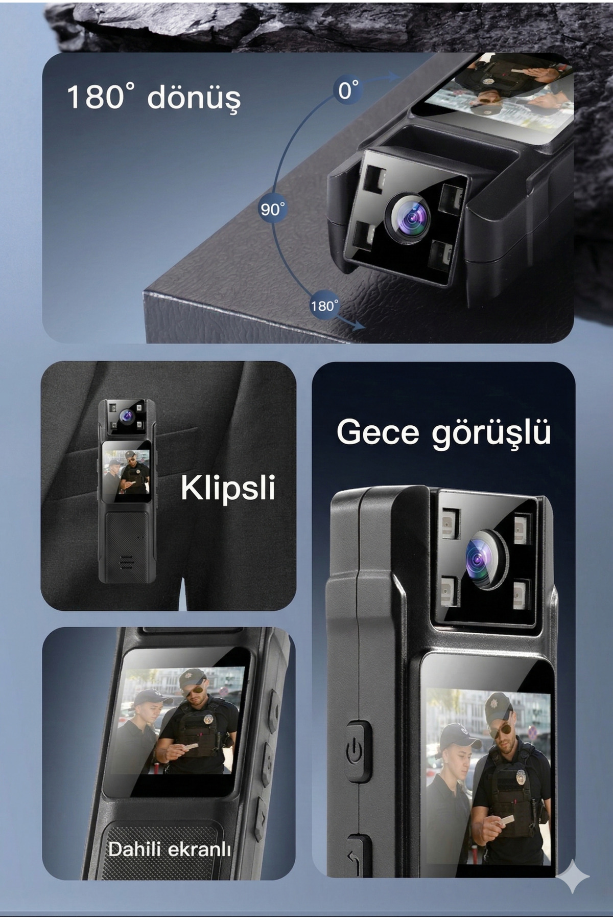 1080P Wifi Dijital Mini Aksiyon Gece Görüşlü Giyilebilir Kamera 180 Derece Döndürülebilir