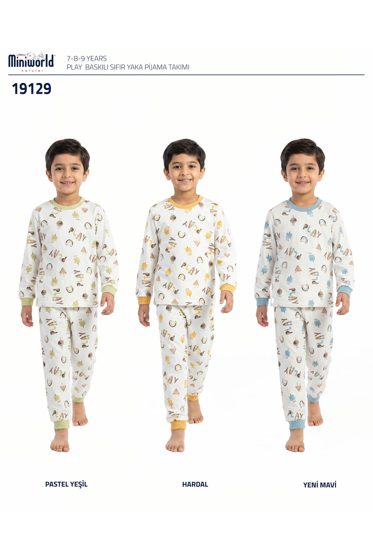 Miniworld Erkek Çocuk "PLAY" Yazılı %100 Pamuk 2 İp Örme Pijama Takımı fotoğrafı 2 (önizleme)