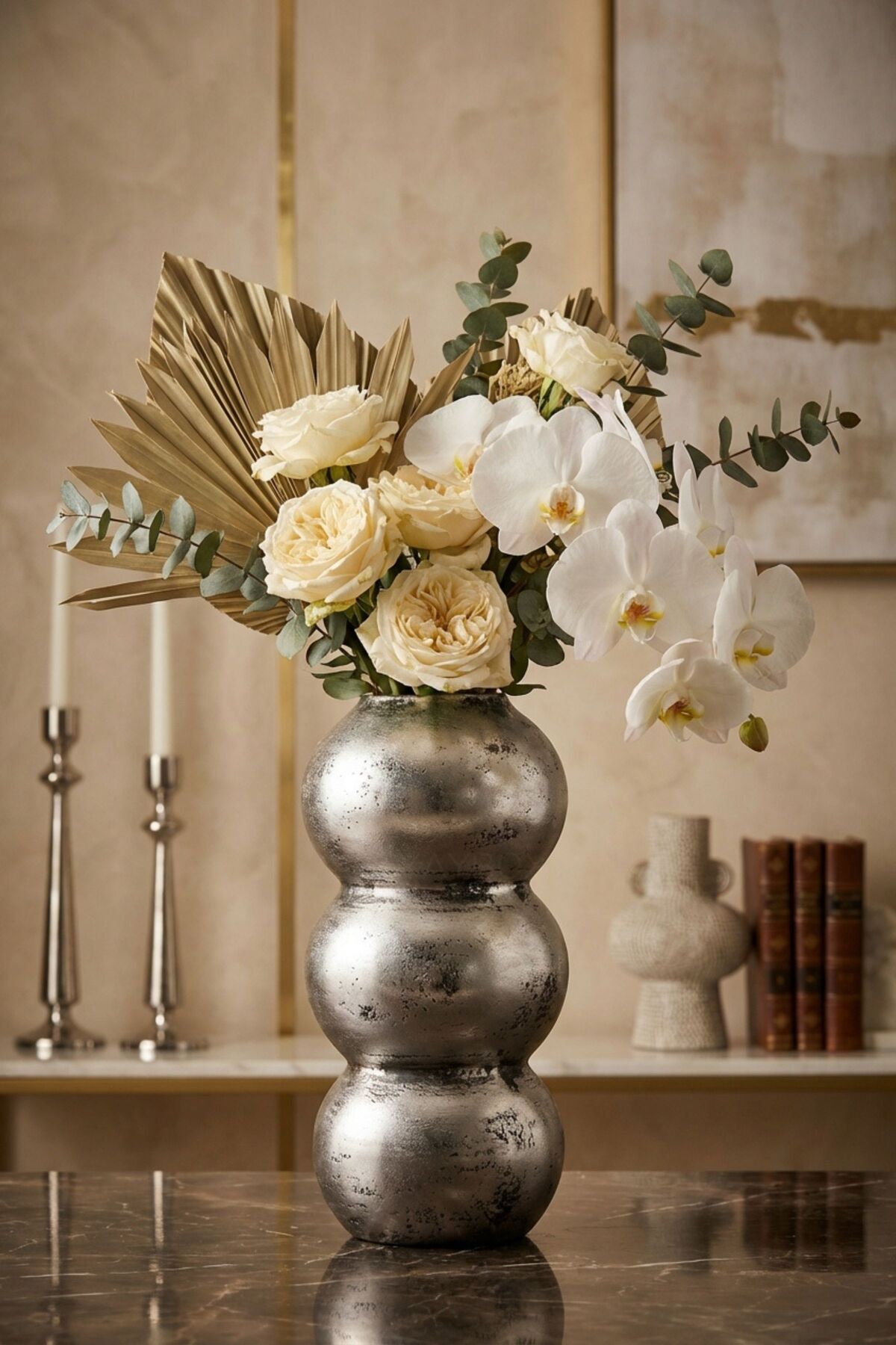 Decorative Vase Handmade Silver Antique Color Bubble Model