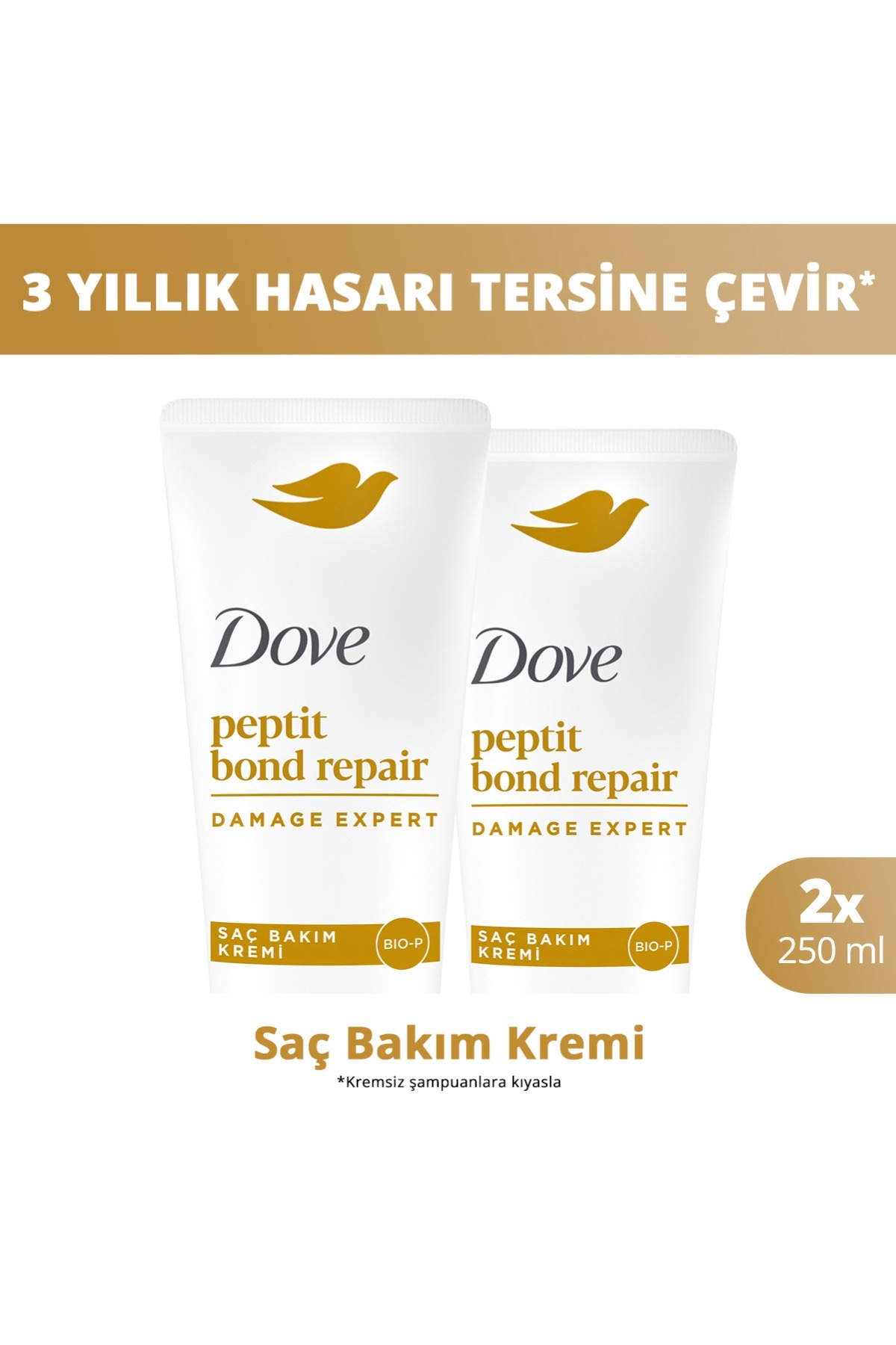 Dove Kurtarıcı Onarıcı Saç Bakım Kremi Peptit Bond Repair 250 ml x2 — SET.UNİ.10900