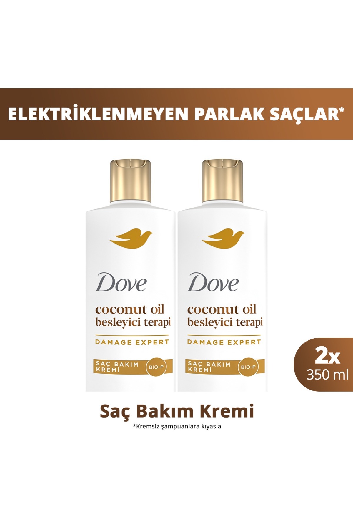 Dove نرم کننده مو با روغن نارگیل مغذی درمانی، ۳۵۰ میلی لیتر × ۲ عدد — SET.UNI.10905