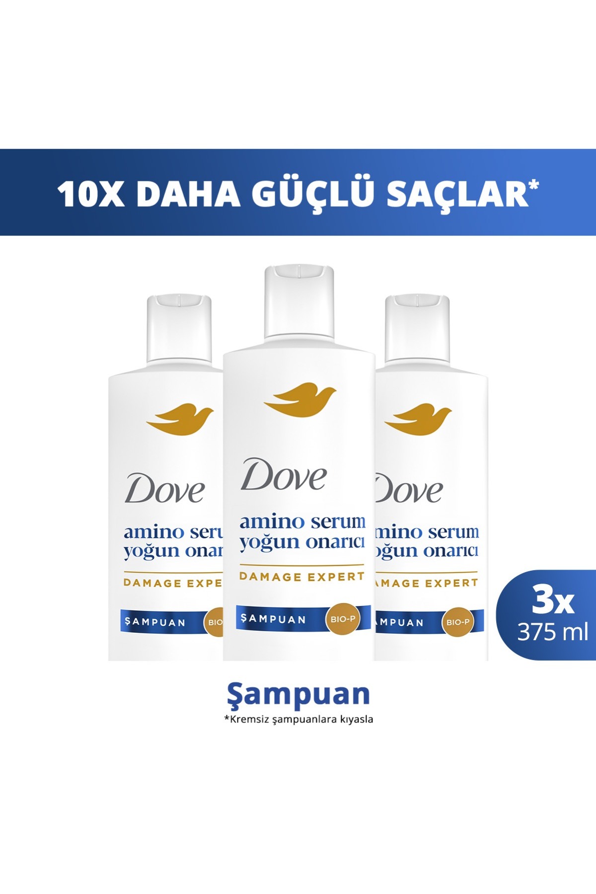 Dove Şampuan Amino Serum Yoğun Onarıcı 375 ml x3 — SET.UNİ.10894