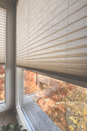 HANEDİZAYN (YAPIŞTIRMALIDIR)PLİSE PERDE AÇIK KAHVE CAM BALKON,MUTFAK, OFİS PE...