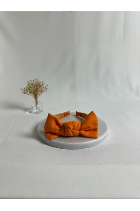 MegssStore Turuncu Double Krep Fiyonklu Taç Saç Bandı