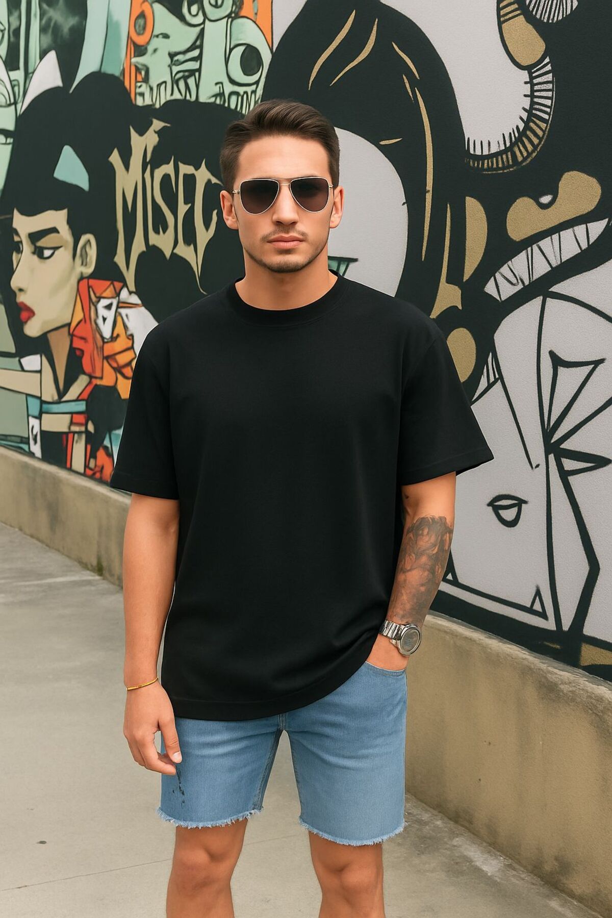 BENROMA Düz Oversize Unisex Tişört YB6
