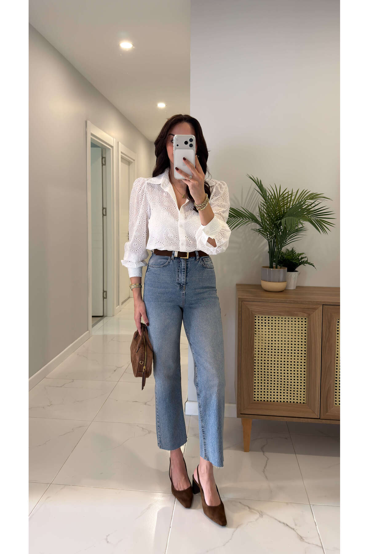 BİRCANÇİL  Tisra Açık Mavi Kesik Paça Boy Fit Jean