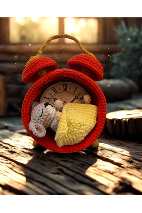HeraLuxe %100 Organik El Örgüsü Saatli Fare Hediyelik Ev Aksesuarı Oyuncak Am...