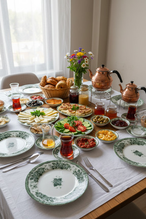 KÜTAHYA HOME Green Romance 20 Parça Porselen Kahvaltı Takımı Modern Tasarım -...