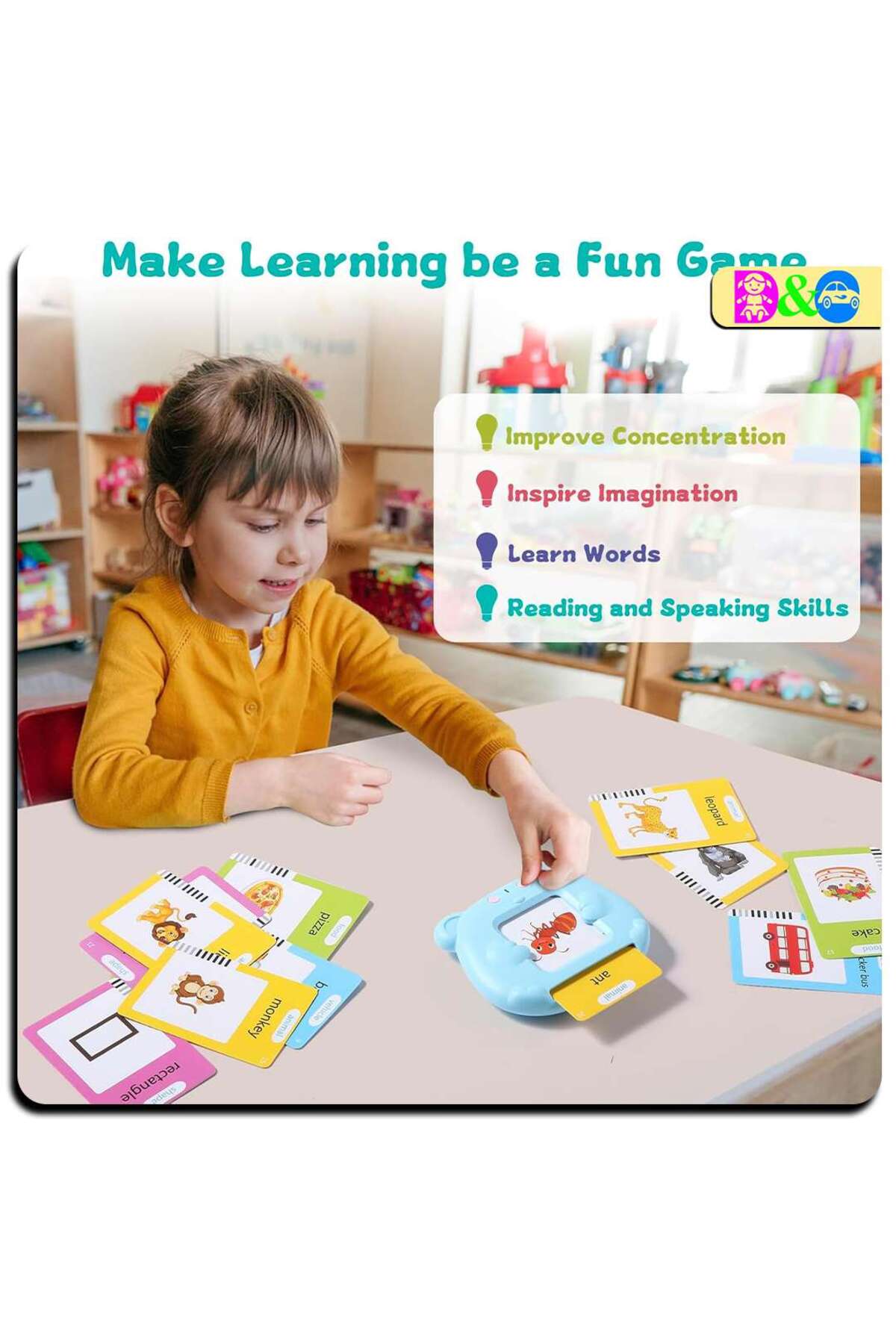 Generic Konuşan Flash Kart İngilizce Öğrenme Oyuncağı 224 Kelime – 112 Kart - Mavi fotoğrafı 4 (önizleme)