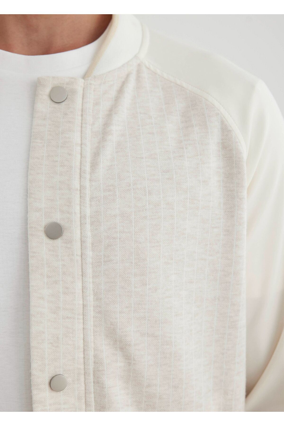 Eight Fashion  Erkek Ekru Çıtçıtlı Modern Bomber Ceket - Görsel 2