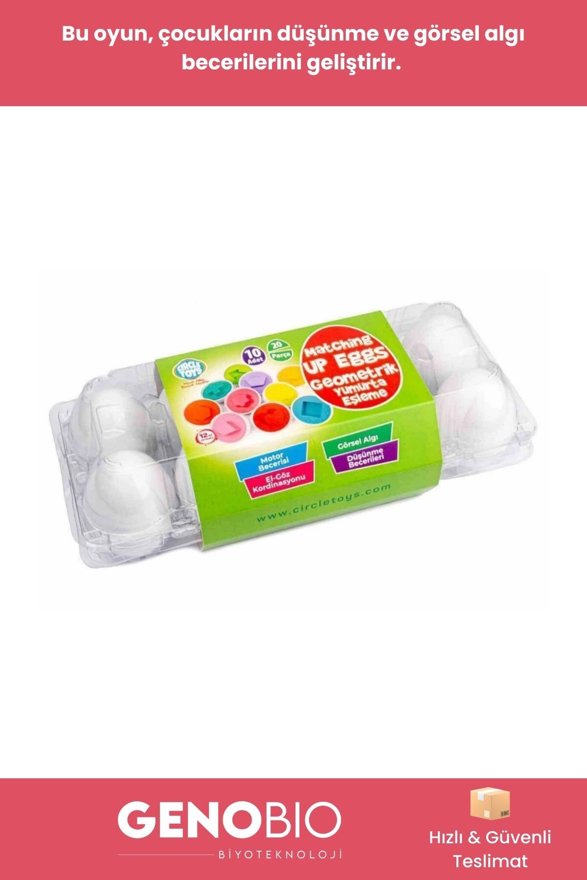 GenoBio #EğiticiOyuncak Şekil Eşleştirme Zeka ve El Göz Koordinasyon Geliştiren Oyun 10'lu Yumurta Seti fotoğrafı 3 (önizleme)