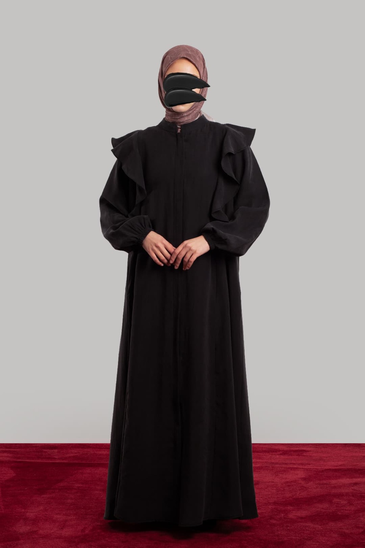 Zippered Flywheel Tenselsoft Abaya Black