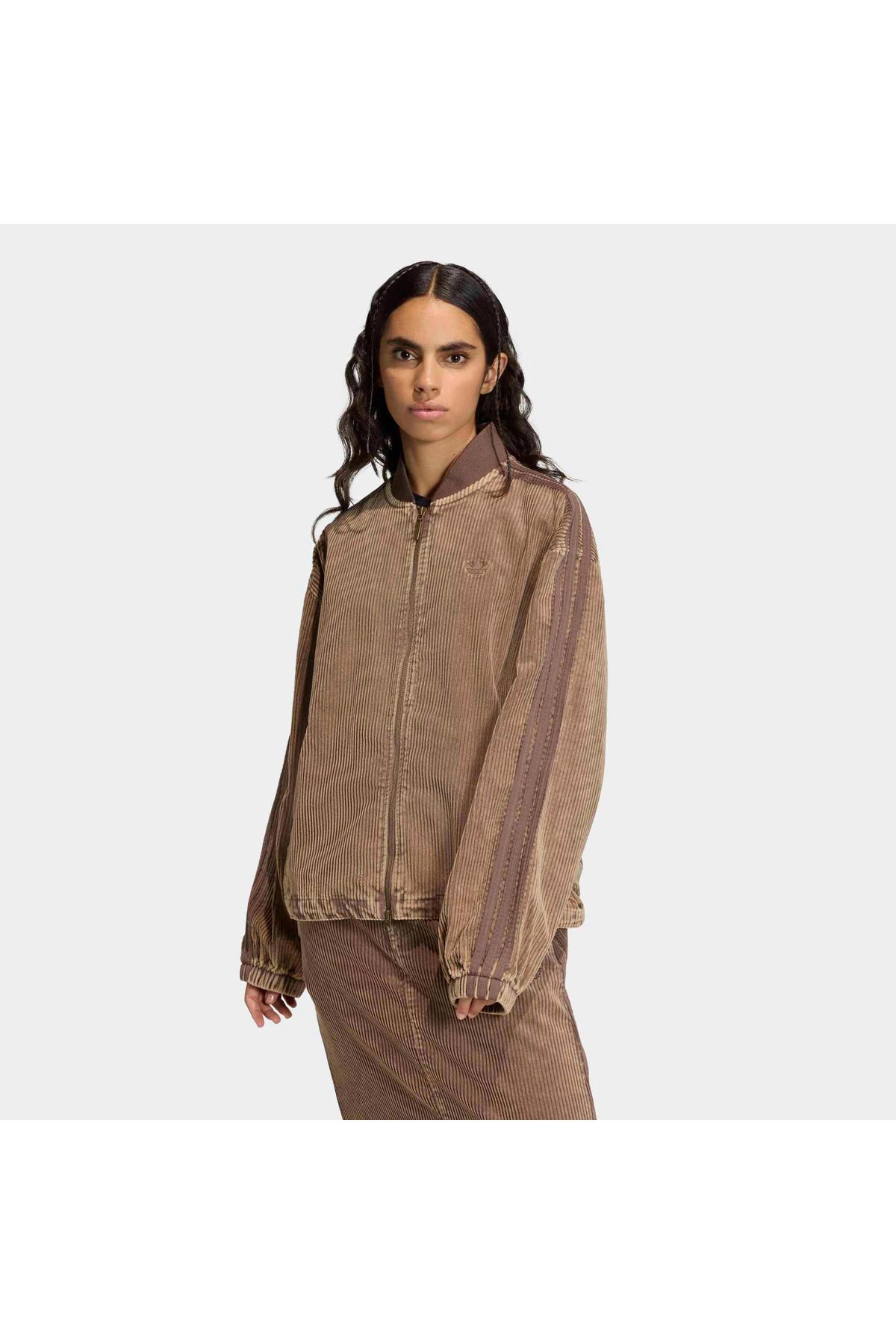 adidas Corduroy Women's Brown Jacket (Kd8781)- Trendyol