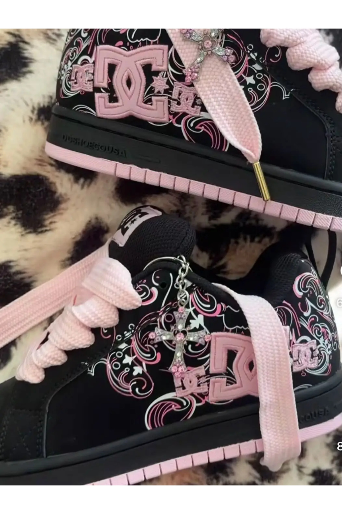 1blood  Midnight Siyah Pembe Spor Ayakkabı - Görsel 4