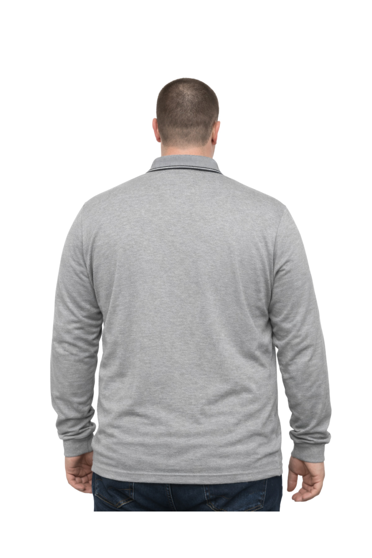 BattalModa Erkek Büyük Beden Melanj Füme Polo Yaka Pike Tişört 3XL-4XL-5XL-6XL-7XL-8XL görsel 3