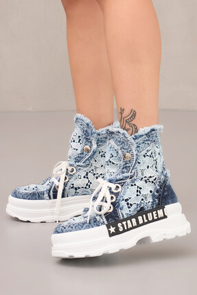 StarBlueMooN KADIN DANTELLİ KOT BOT YAZLIK