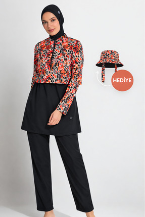 İYİBU 5’li Tesettür Mayo Takımı – Uzun Kollu Kapalı Mayo Seti (Üst Mayo, Alt ...