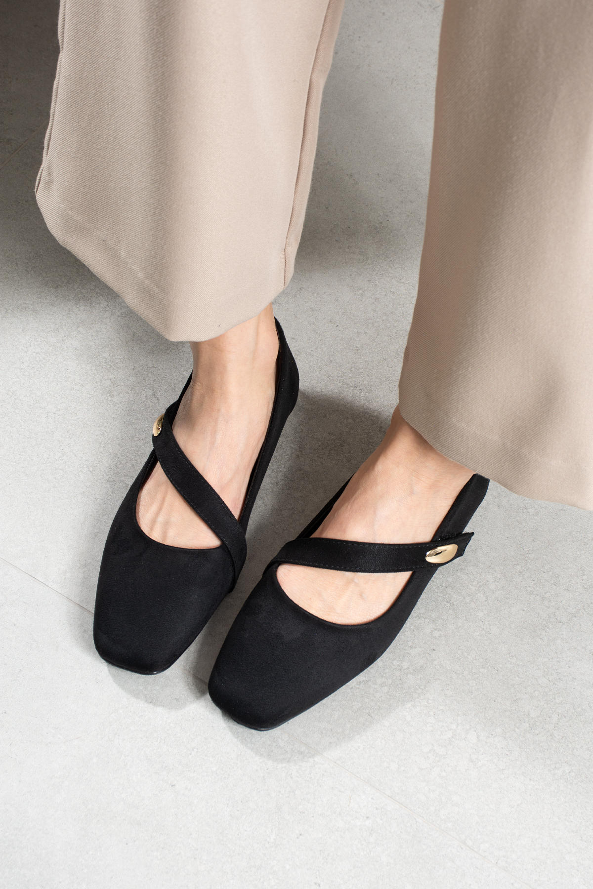 wolk shoes  vibe yandan tokalı cırtlı kadın babet - Görsel 4