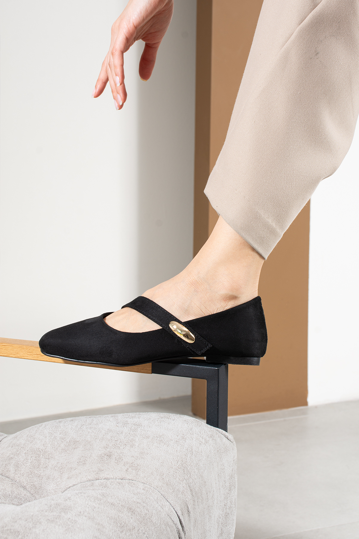 wolk shoes  vibe yandan tokalı cırtlı kadın babet - Görsel 3