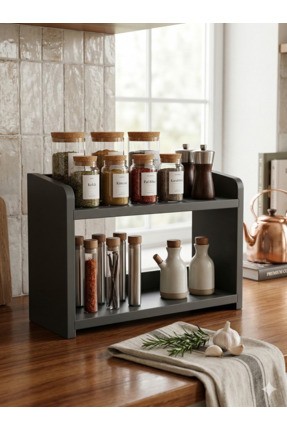 Hagen Ahşap Mutfak Tezgah Rafı Mutfak Düzenleyici Raf Baharatlık Rafı El Yapı...