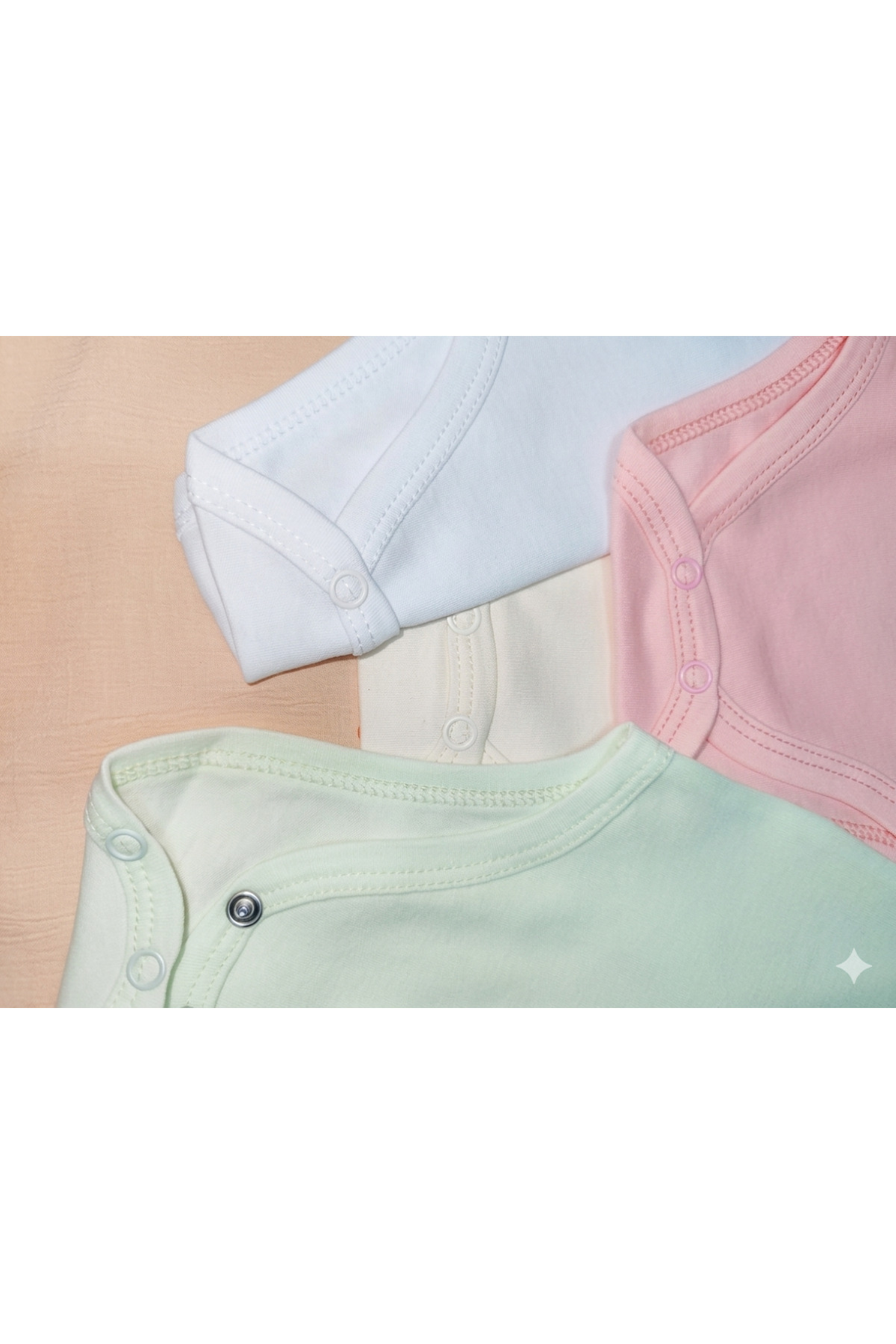 Baby Nife %100 pamuklu 4'lü çıtçıtlı bebek body zıbın/organik bebek atlet/çıtçıtlı badi fotoğrafı 3 (önizleme)