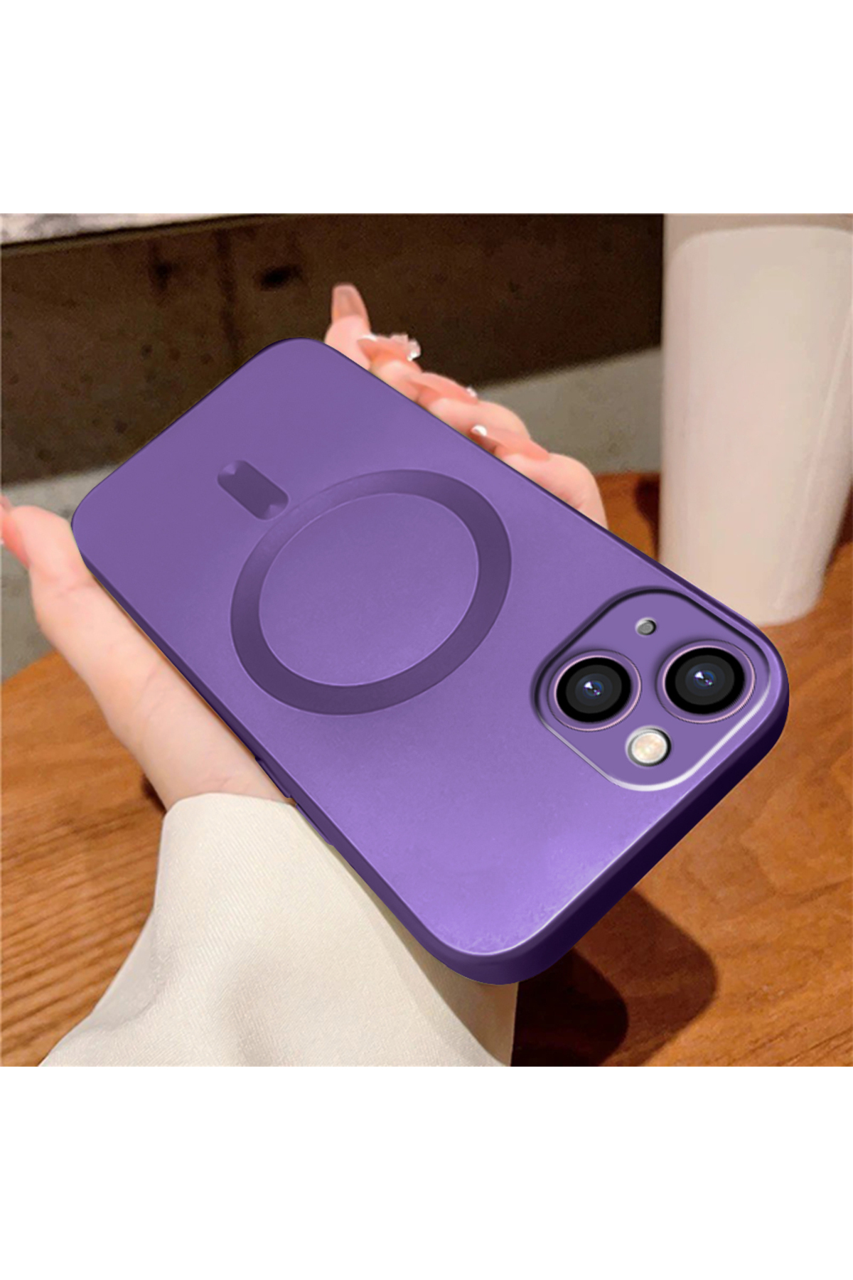 iPhone 14 Compatible Metallic Texture Camera Protection Anti-Shock Magnetic Silicone Case