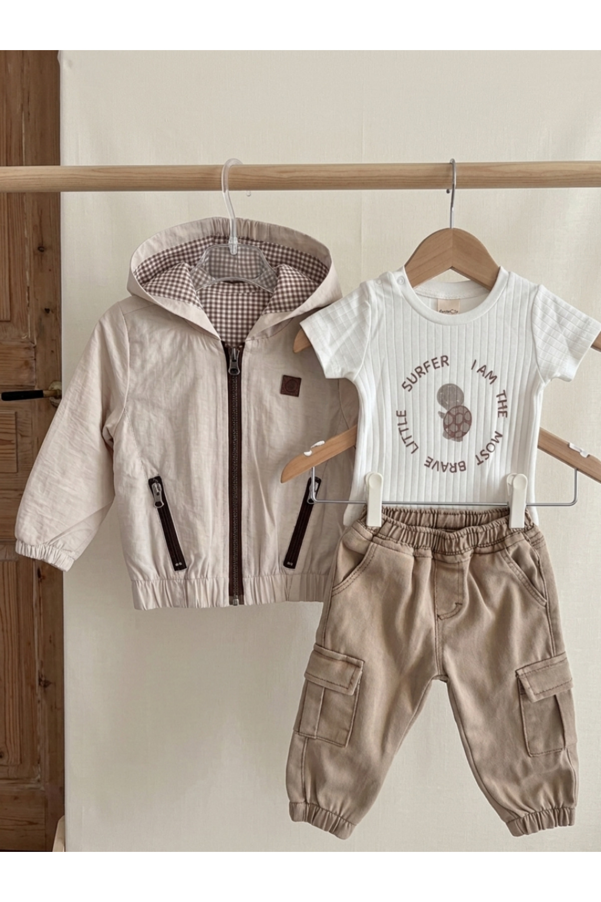 TA&CE Bebek Kapüşonlu Yağmurluk Mont Erkek Bebek 3 lü Takım 6-24 Ay fotoğrafı 2 (önizleme)