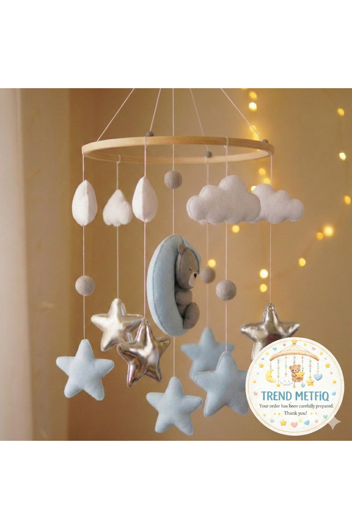 TREND METFİQ DECORATİON Yenidoğan Keçe Bebek Dönencesi El Yapımı Eğitici Beşik Üstü Oyuncak Bebek Odası Dekorasyon Anne Kuc fotoğrafı 3 (önizleme)