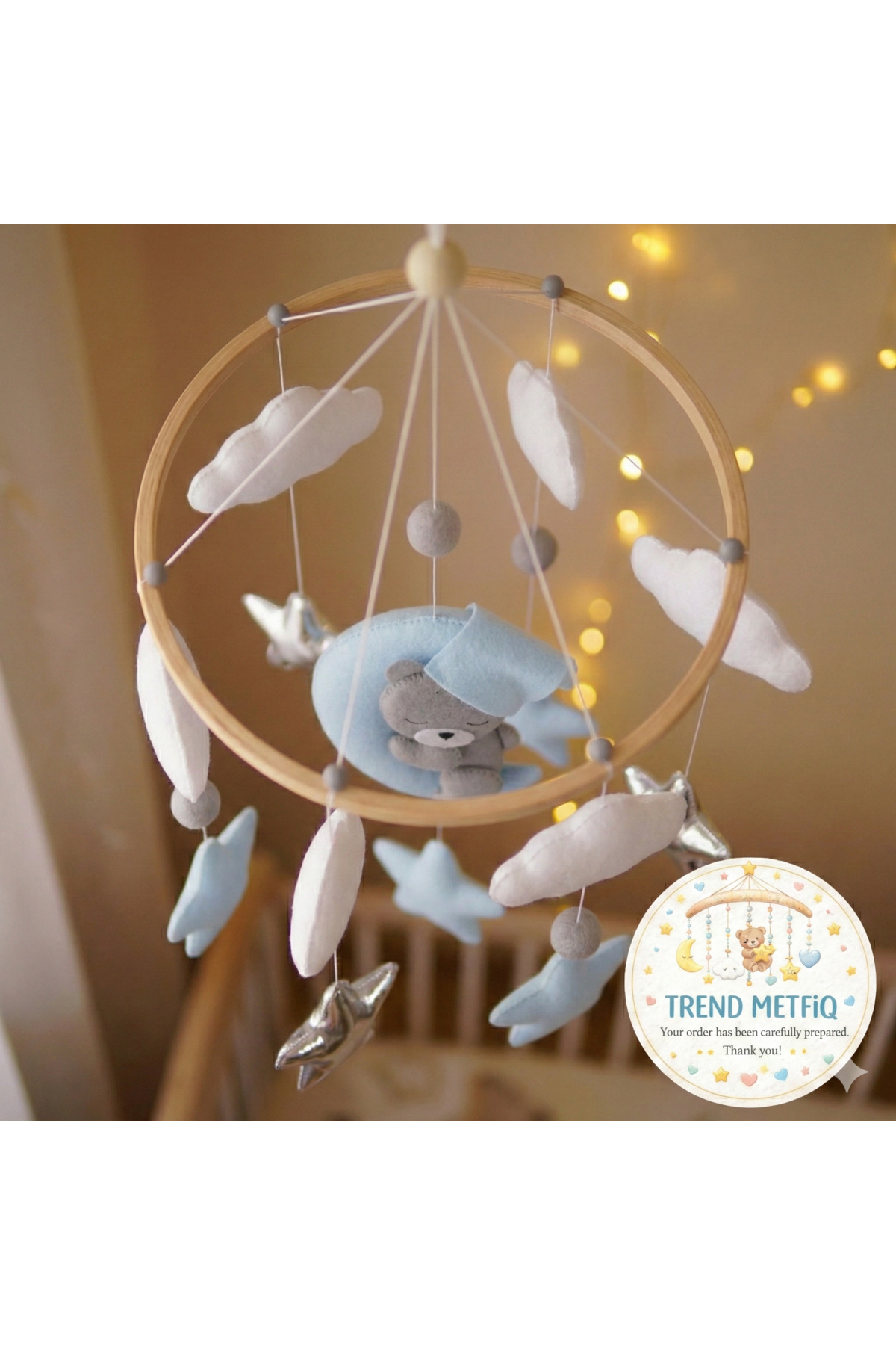 TREND METFİQ DECORATİON Yenidoğan Keçe Bebek Dönencesi El Yapımı Eğitici Beşik Üstü Oyuncak Bebek Odası Dekorasyon Anne Kuc fotoğrafı 4 (önizleme)