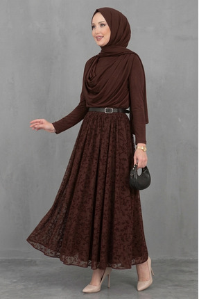 Livaa Sendi Bluz Takım Önü Büzgül Etek Kemerli Flok Dantelli