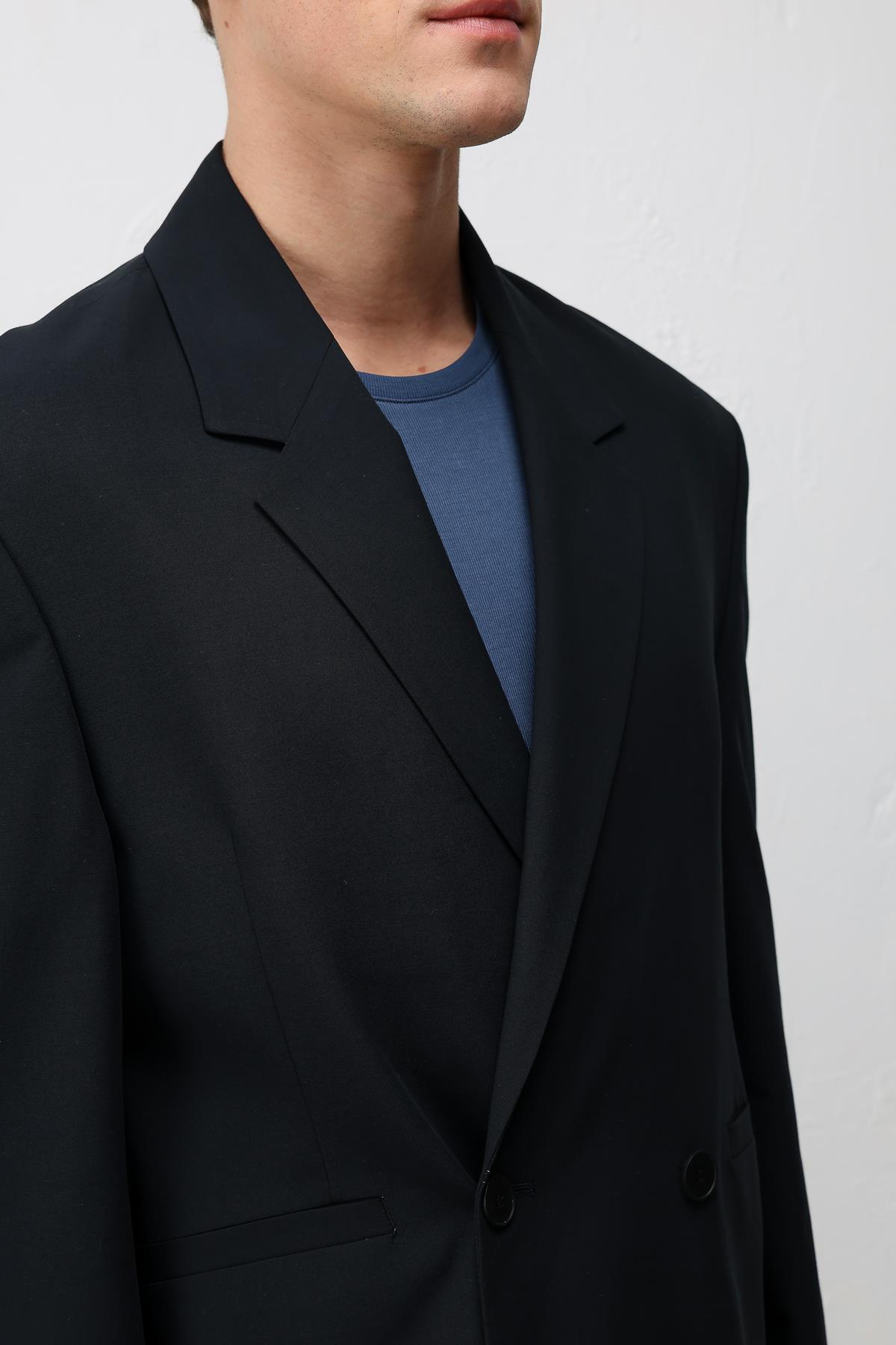 Antioch  Lacivert Relaxed Fit Erkek Blazer Ceket - Görsel 7