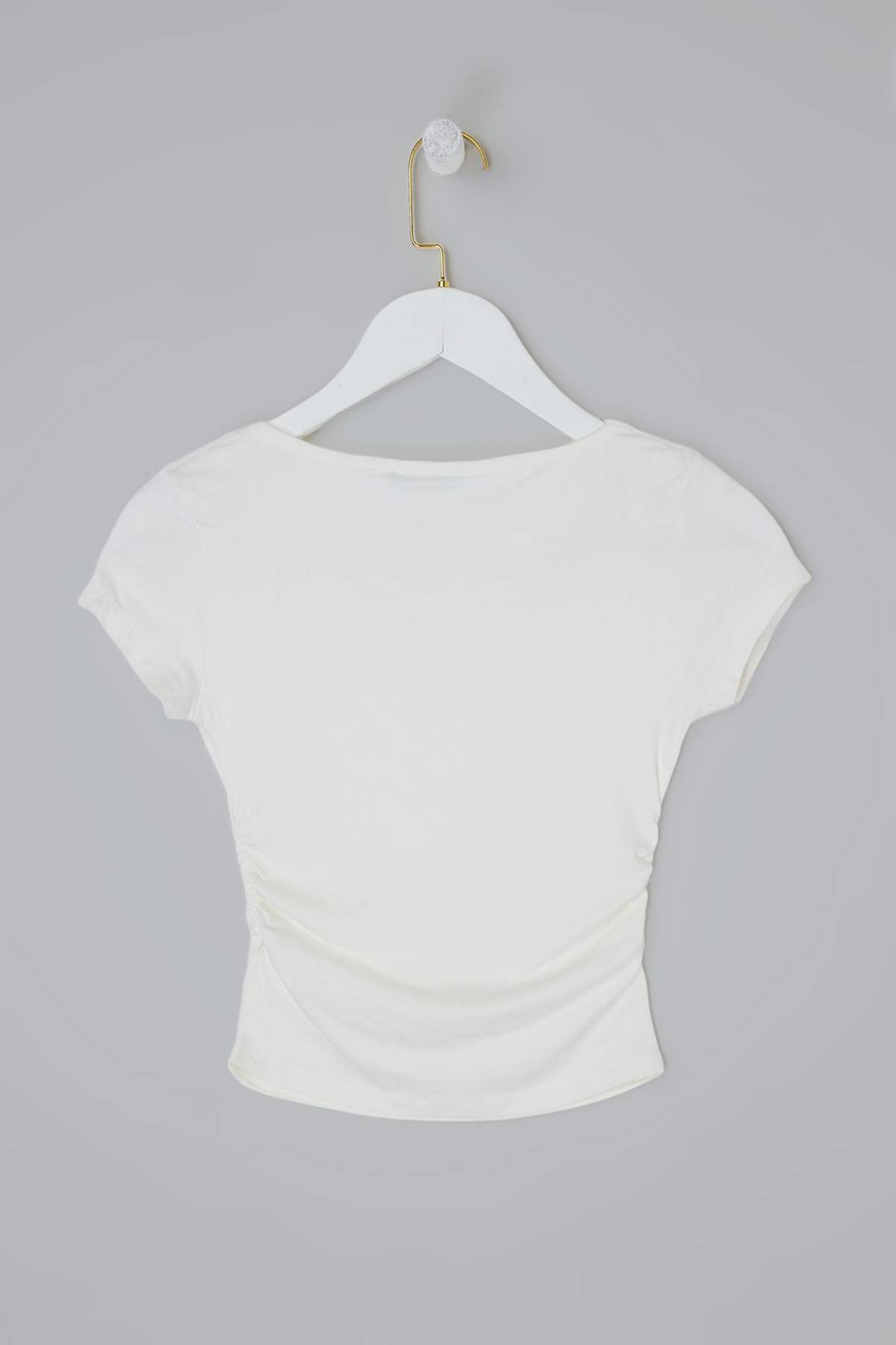 Trendyolmilla  Crop Kayık Yaka Yanları Büzgülü Body TDRSS26TS00015 - Görsel 5